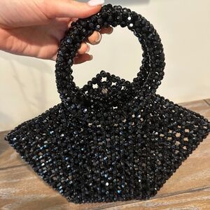 Geometric Top Handle Bag in Black